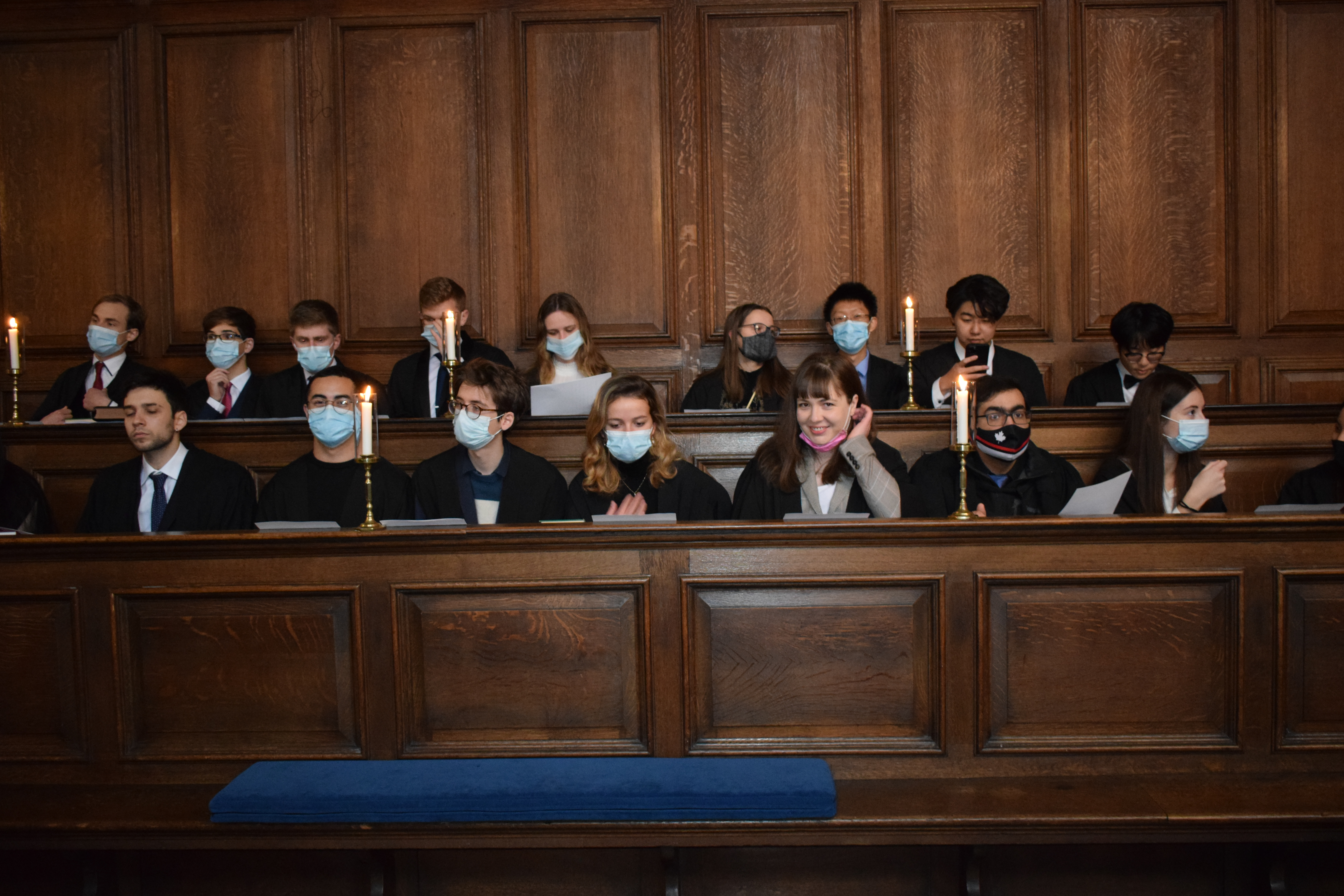 Students sitting in rows in the Chapel